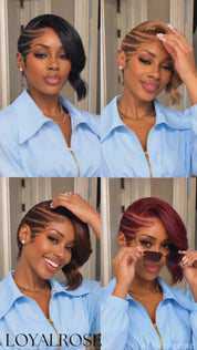 Loyalrose Bob Wig Loose wave and finger wave Multicolors Side part lace 13x4 Glueless 100% Human Hair