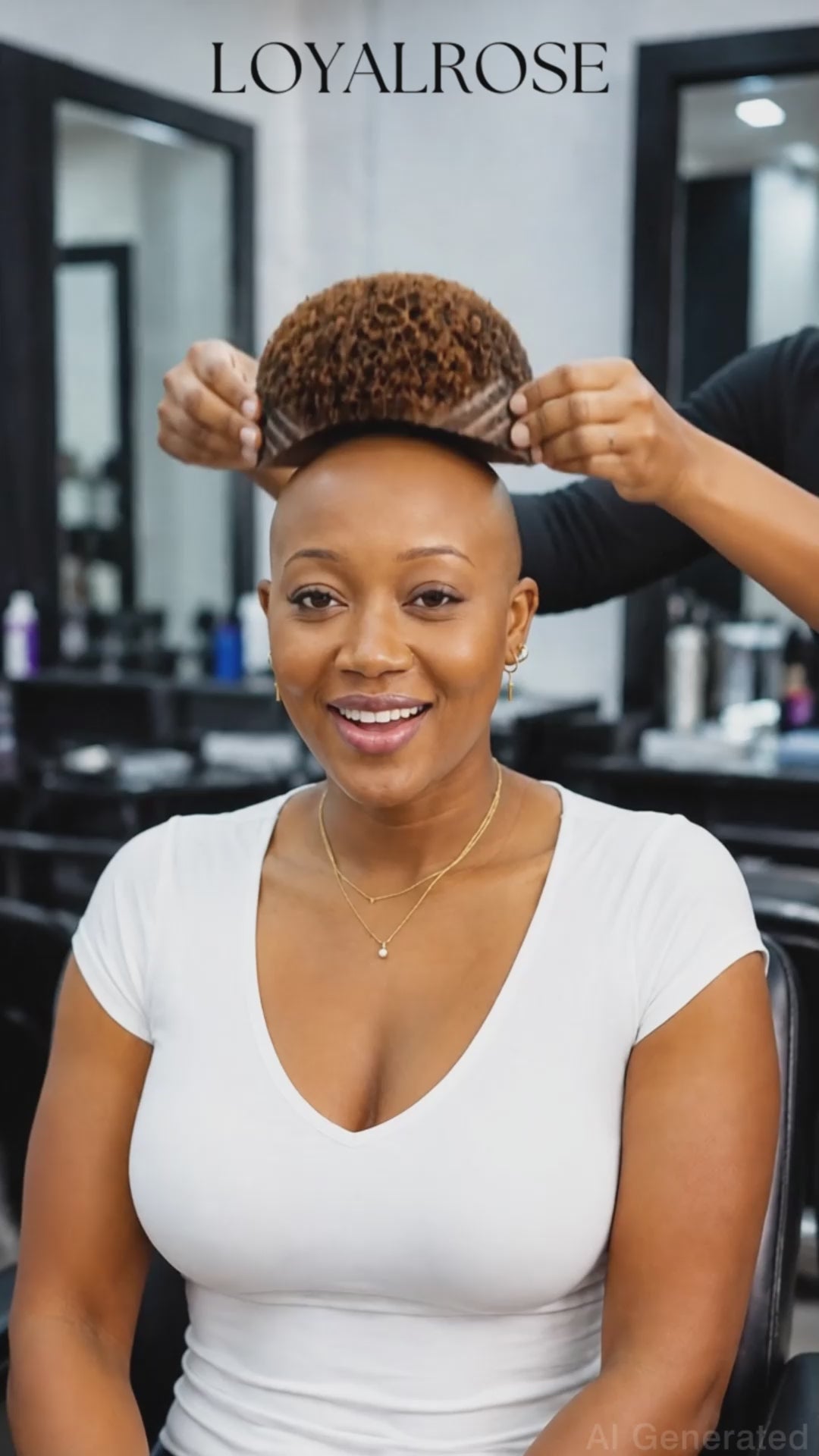 Loyalrose Pixie wig Afro 6 inches Drak root and brown 100% human hair Glueless with Full lace TWA with Fade and Hard Part style 14