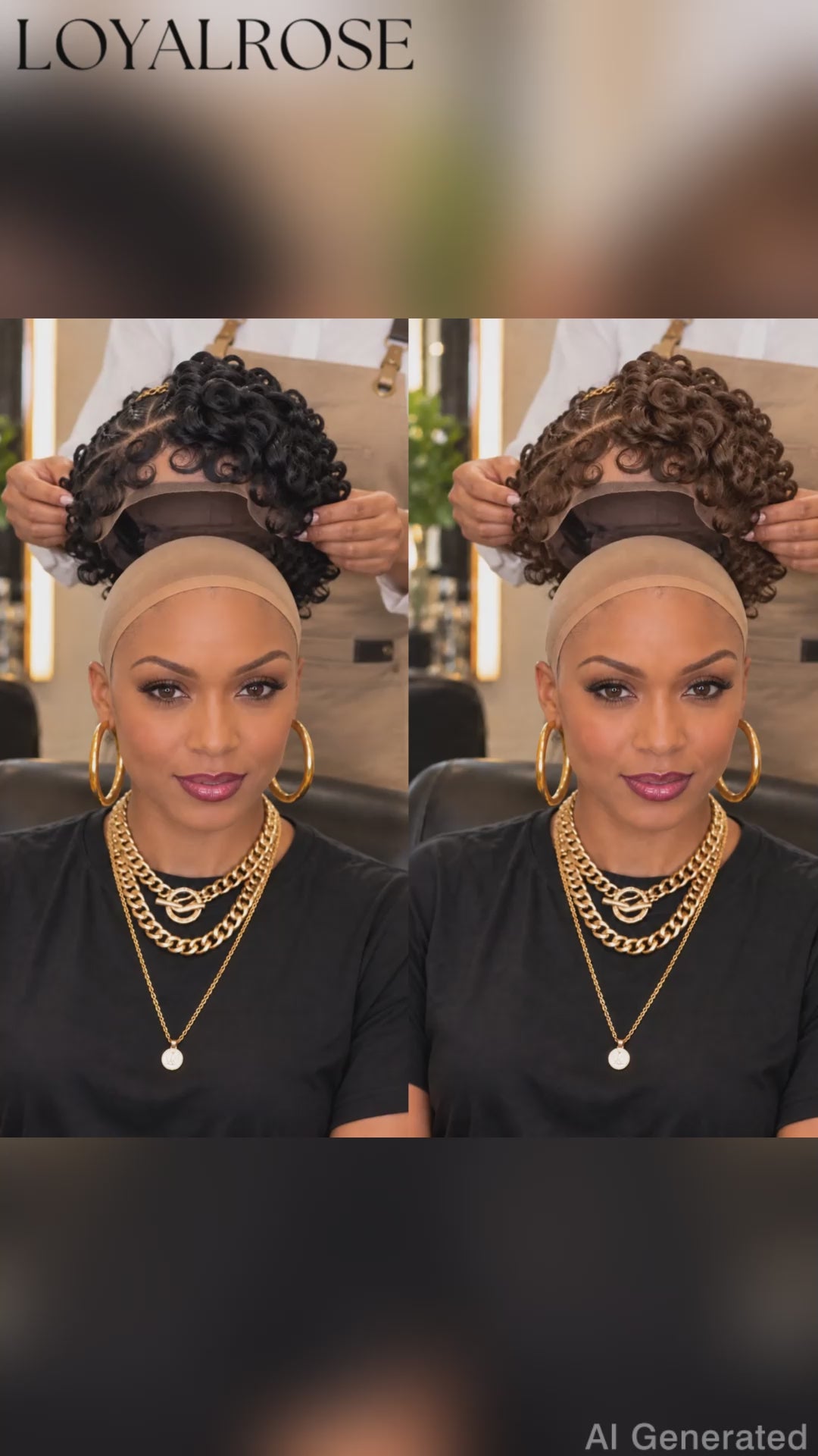 Loyalrose Braided wig full lace black/brown color side part Pre-styled without glue Asymmetrical design