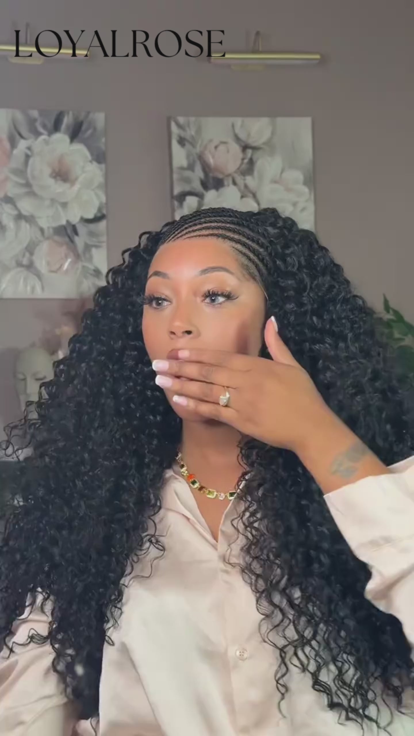 Loyalrose Pre-Braided Updo wig curly wave 13x6 Lace glueless 100% human hair Cornrows style