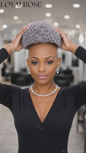 Loyalrose Pixie wig short cut Afro Curly Salt and pepper Full lace Glueless 100% Human Hair