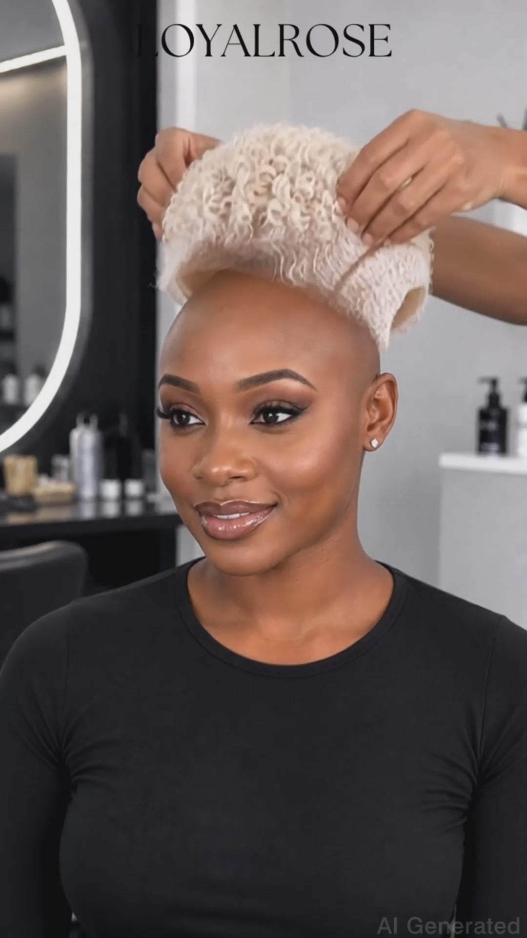 Loyalrose Pixie wig Afro Lowcut 6 inches Blond 100% human hair Glueless with Full lace TWA with Fade and Hard Part style 12