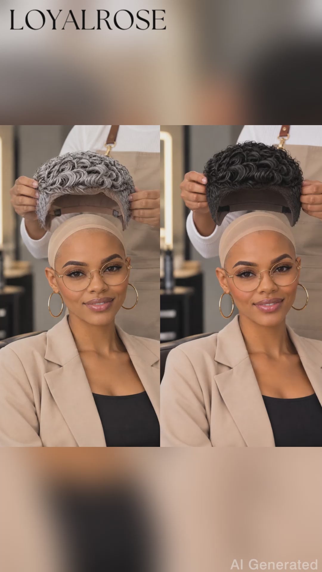 Loyalrose Pixie wig Afro Curly 6 inches Multicolor 100% human hair Glueless with Full lace