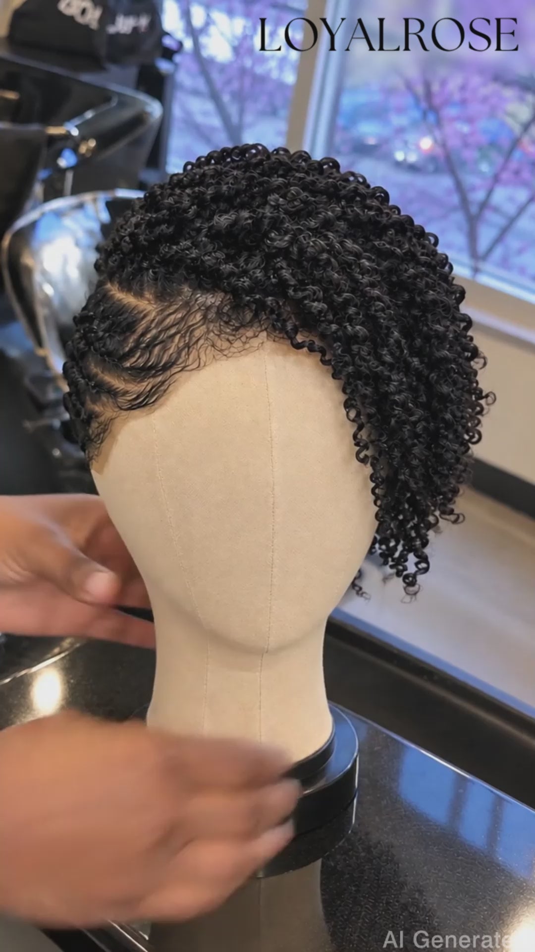 Loyalrose Braided wig full lace black color side part Pre-styled without glue Traditional African TWA with Finger wave+Fade and Hard Part
