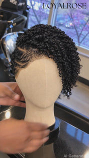 Loyalrose Braided wig full lace black color side part Pre-styled without glue Traditional African TWA with Finger wave+Fade and Hard Part