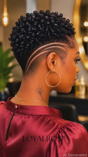 Loyalrose Pixie wig Afro Lowcut 6 inches Black 100% human hair Glueless with Full lace TWA with Fade and Hard Part style 46