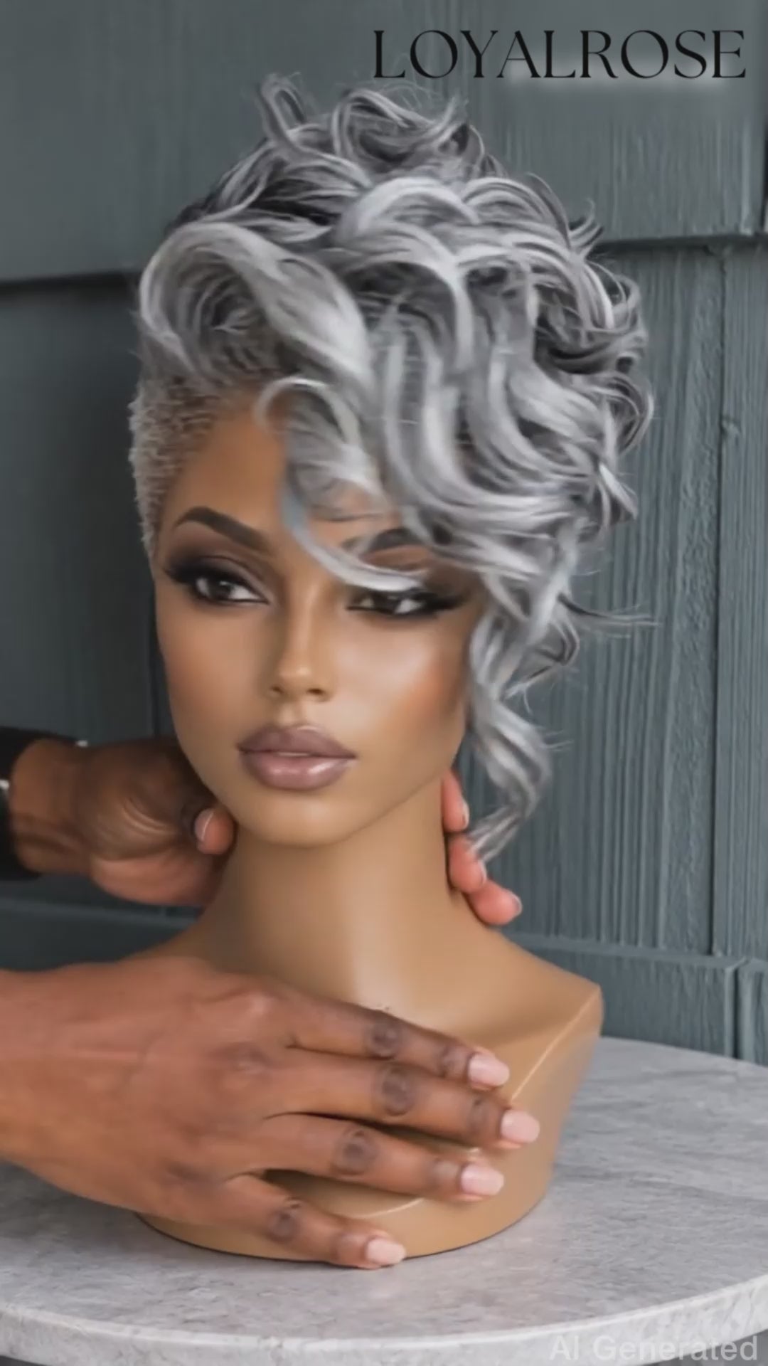 Loyalrose Salt & pepper Pixie Side part Wig Loose curly 13x4 lace Glueless 100% Human Hair