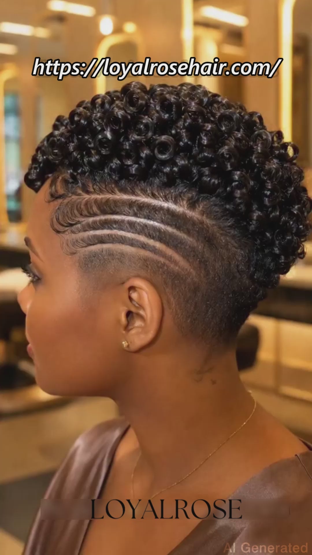 Loyalrose Pixie wig Afro curly 6 inches Black 100% human hair Glueless with Full lace TWA with Fade and Hard Part style 3