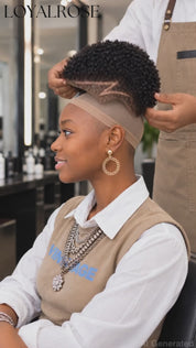 Loyalrose Pixie wig Afro 6 inches Black 100% human hair Glueless with Full lace TWA with Fade and Hard Part style 24