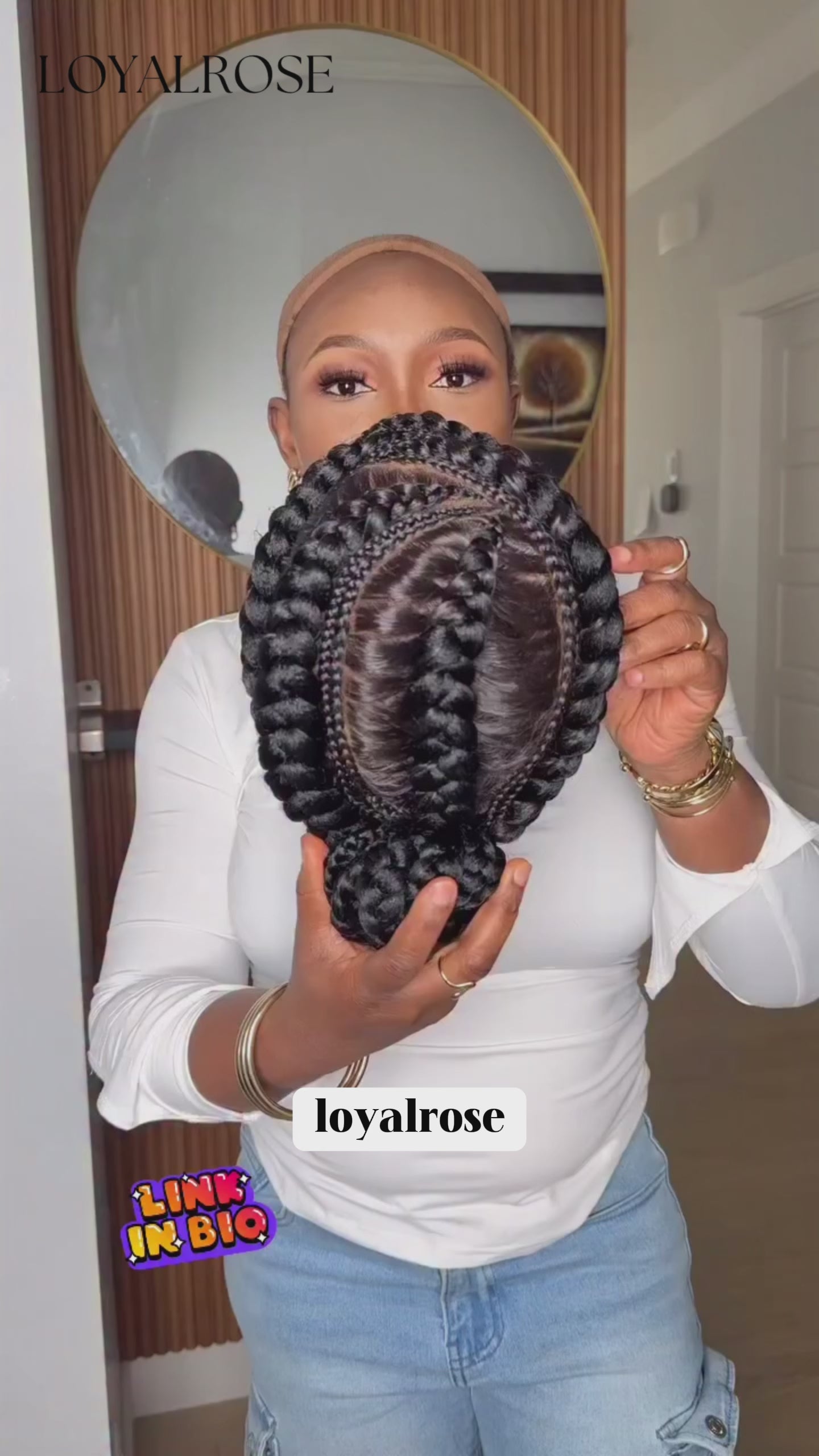 Loyalrose Premium Pre-Braided Crown Wig full lace color Balck without glue Premium Hybrid