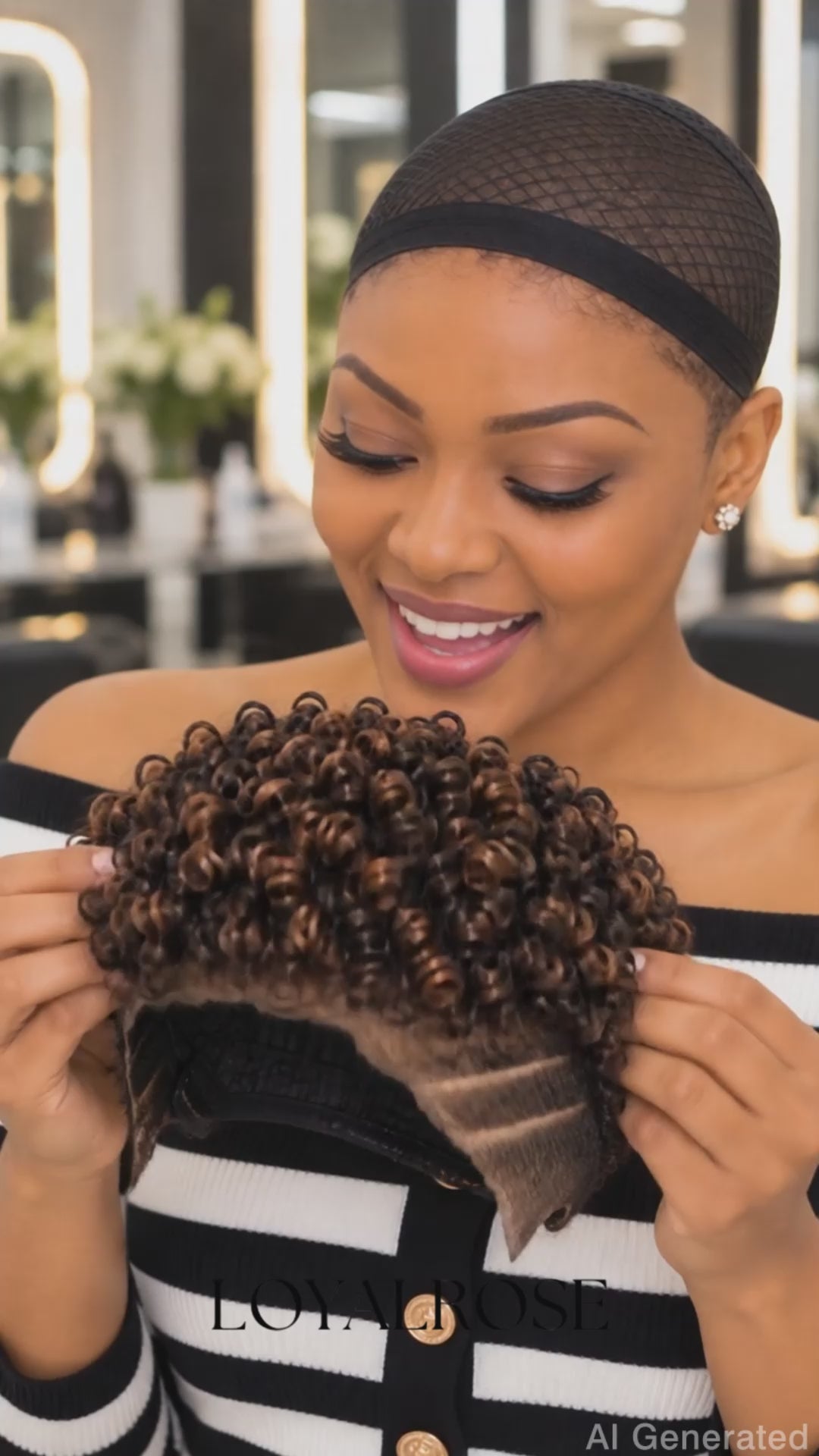 Loyalrose Pixie wig Afro Lowcut 6 inches Black mix brown 100% human hair Glueless with Full lace TWA with Fade and Hard Part style 49