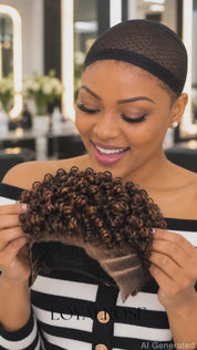 Loyalrose Pixie wig Afro Lowcut 6 inches Black mix brown 100% human hair Glueless with Full lace TWA with Fade and Hard Part style 49
