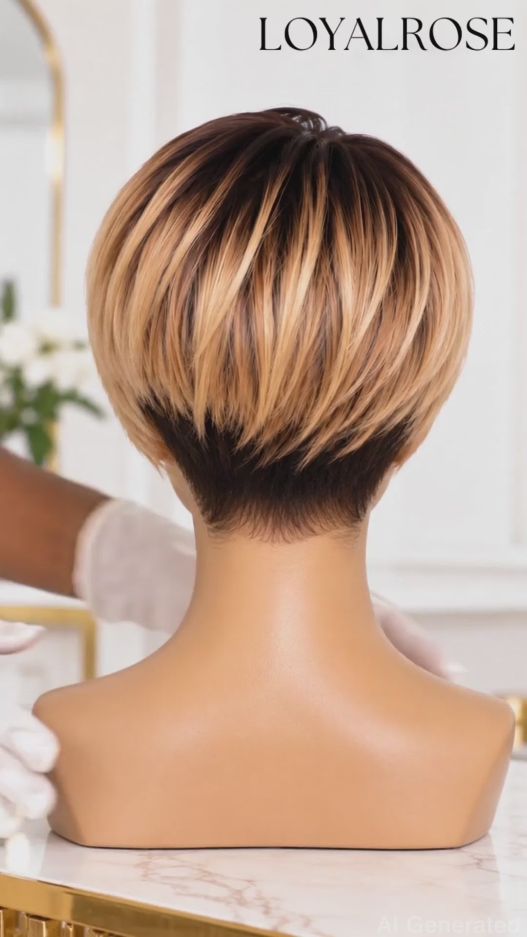 Loyalrose Bob Wig Straight Black mix brown & blond color Side part lace 13x4 Glueless 100% Human Hair