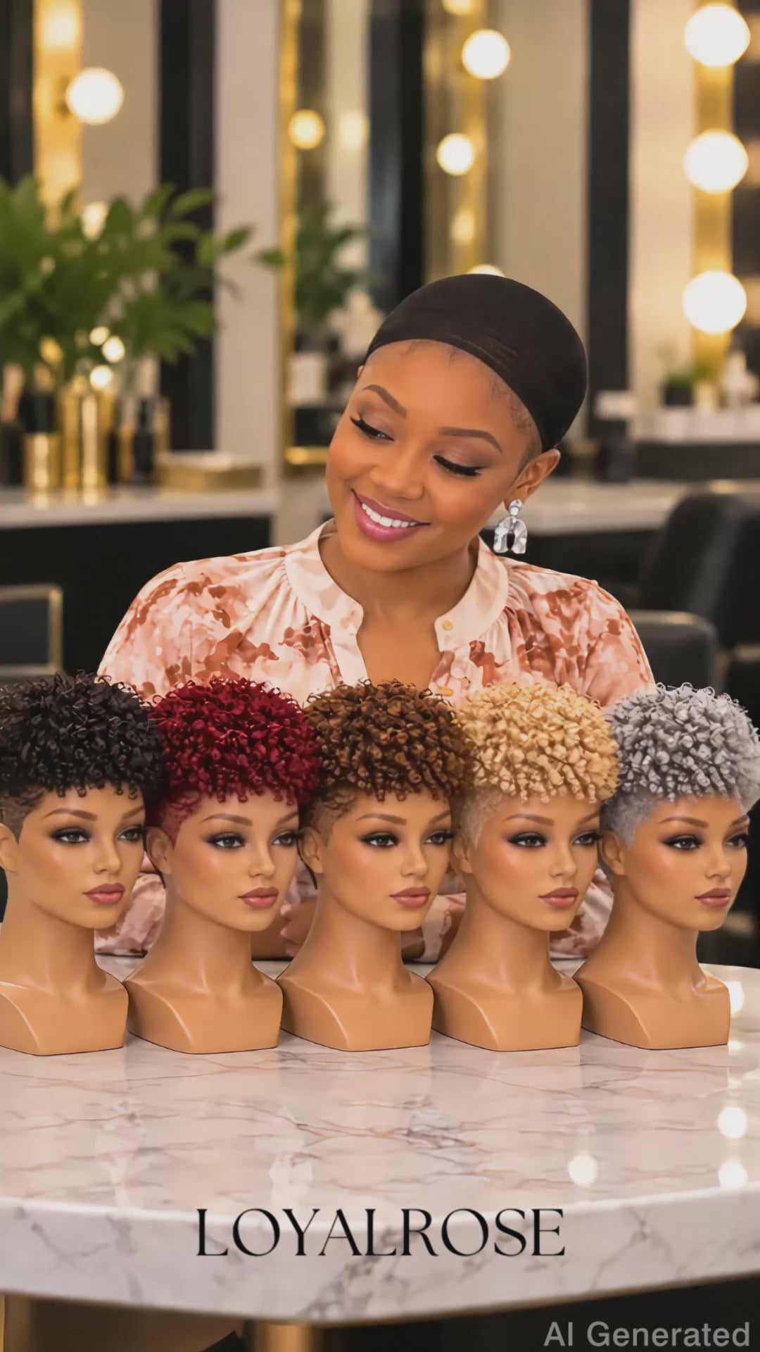 Loyalrose Pixie wig Afro Lowcut 8 inches Multicolors 100% human hair Glueless with Full lace